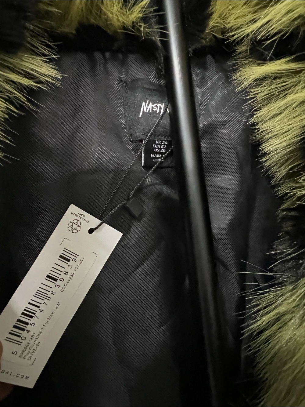 Nasty Gal Green Plaid Faux Fur Coat - Picture 8 of 8